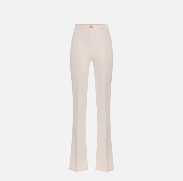 Pantaloni a zampa in crêpe con placca logo pa07951e2 Elisabetta Franchi i pe25