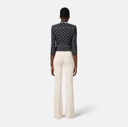 Pantaloni a zampa in crêpe con placca logo pa07951e2 Elisabetta Franchi i pe25