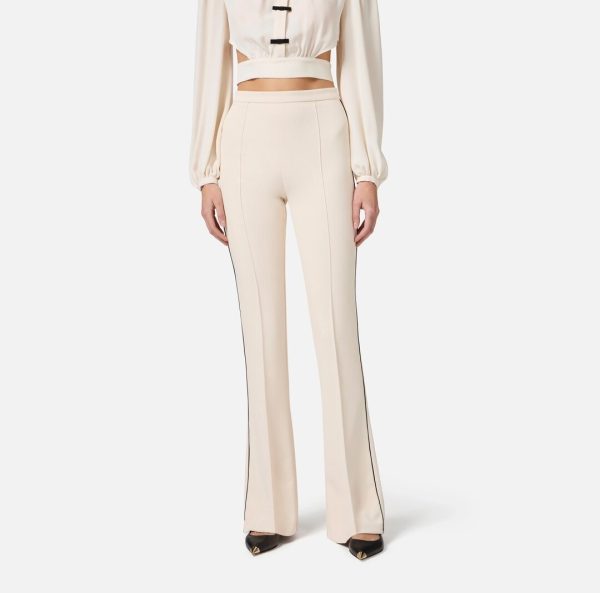 Pantaloni in crêpe con piping a contrasto pa08451e2 Elisabetta Franchi pe25