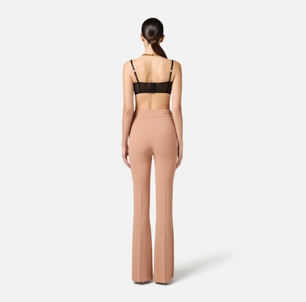 Pantaloni in crêpe con fiocco in raso pa08551e2 Elisabetta Franchi pe25