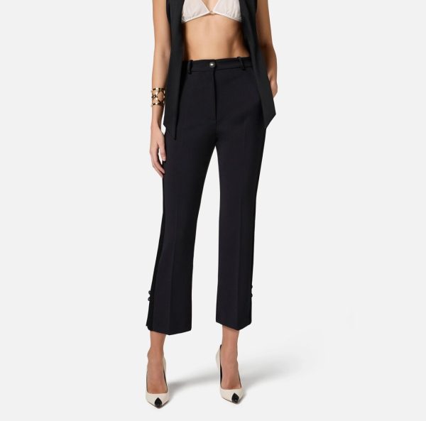 Pantaloni smoking in crêpe con bande in raso pa08651e2 Elisabetta Franchi pe25