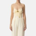 Top in crêpe fluido con decorazione gioiello to01851e2 Elisabetta Franchi pe25