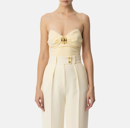 Top in crรชpe fluido con decorazione gioiello to01851e2 Elisabetta Franchi pe25