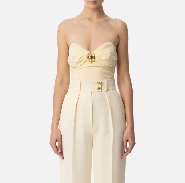 Top in crêpe fluido con decorazione gioiello to01851e2 Elisabetta Franchi pe25