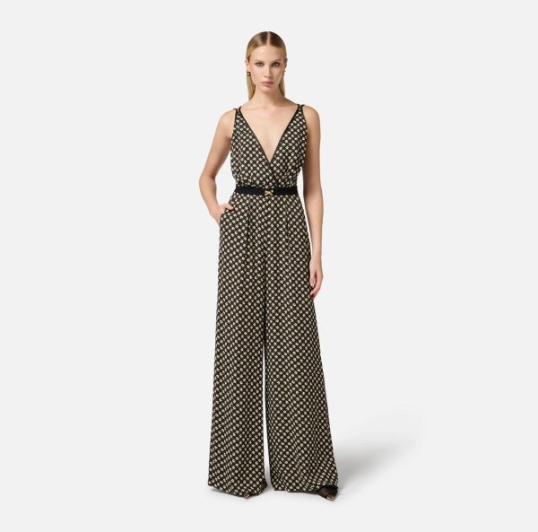 Tuta in georgette con stampa a rombi tu03551e2 Elisabetta Franchi pe25