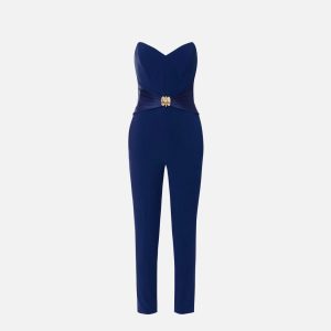 Tuta in crêpe fluido con macro fiocco tu03951e2 Elisabetta Franchi pe25