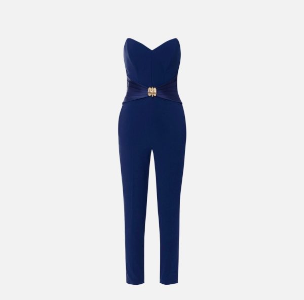 Tuta in crêpe fluido con macro fiocco tu03951e2 Elisabetta Franchi pe25