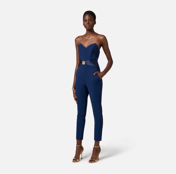 Tuta in crêpe fluido con macro fiocco tu03951e2 Elisabetta Franchi pe25