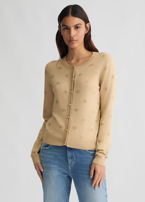 Cardigan con logo e strass liu jo pe 25 art. wa5053