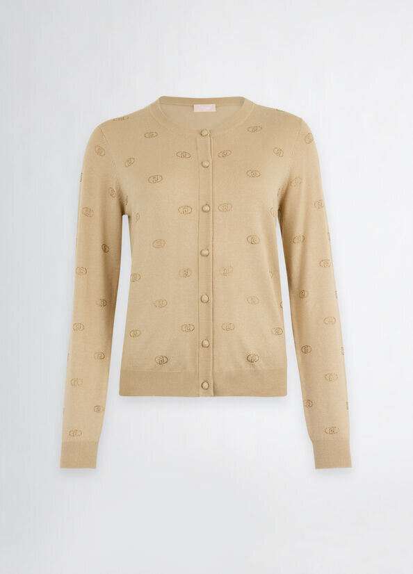 Cardigan con logo e strass liu jo pe 25 art. wa5053