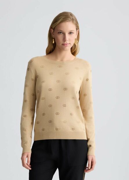 Maglia con logo e strass liu jo pe 25 art. wa5521