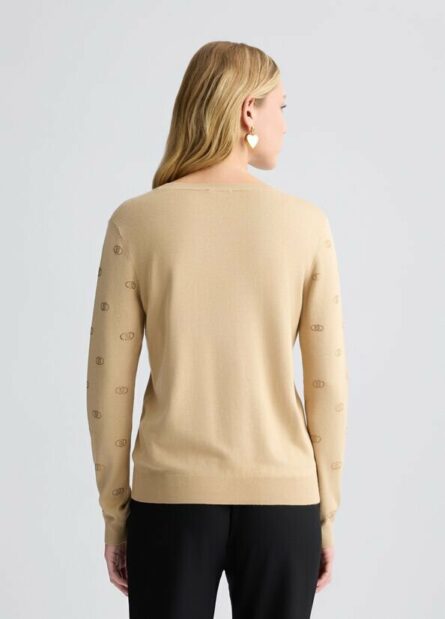 Maglia con logo e strass liu jo pe 25 art. wa5521