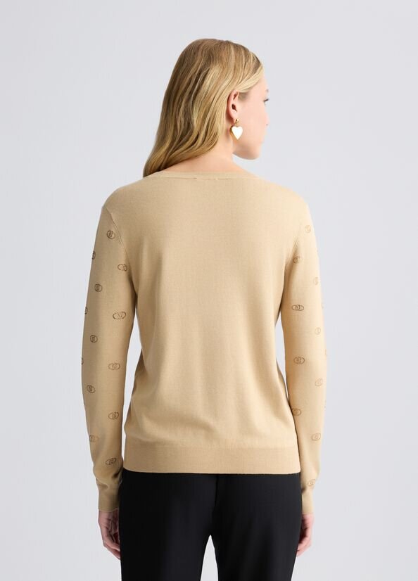 Maglia con logo e strass liu jo pe 25 art. wa5521