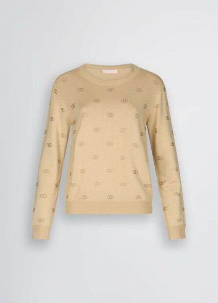 Maglia con logo e strass liu jo pe 25 art. wa5521