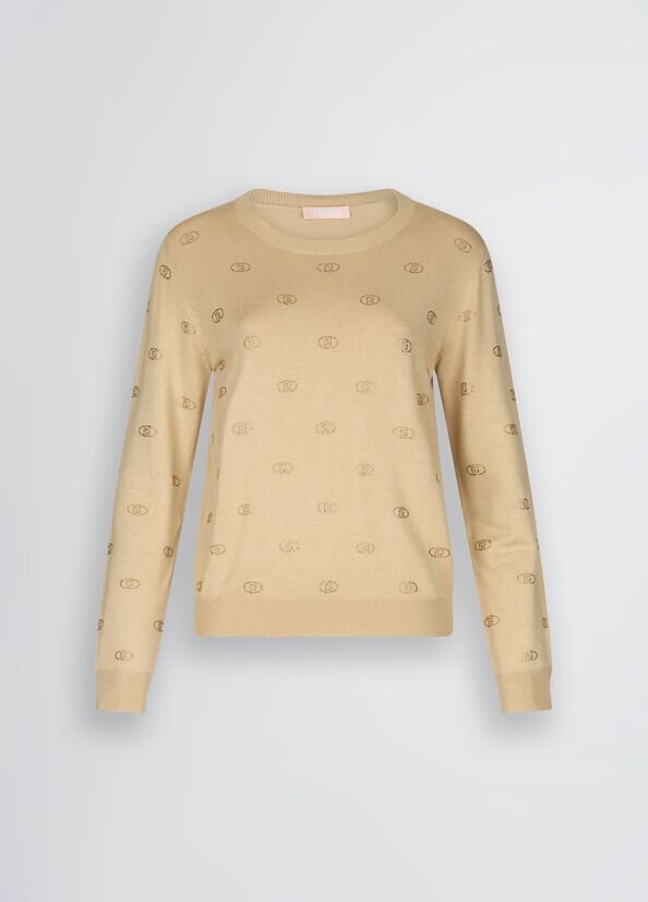 Maglia con logo e strass liu jo pe 25 art. wa5521