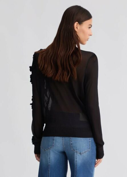 maglia nera con rouches liu jo pe 25 art. ca5165