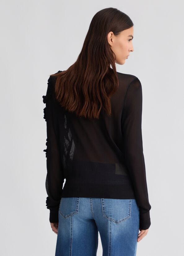 maglia nera con rouches liu jo pe 25 art. ca5165