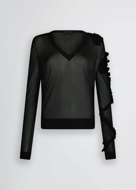 maglia nera con rouches liu jo pe 25 art. ca5165