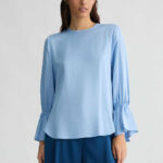 Blusa in raso azzurra liu jo pe 25 art. ca5242
