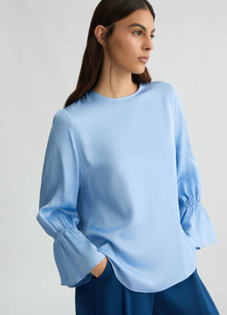 Blusa in raso azzurra liu jo pe 25 art. ca5242