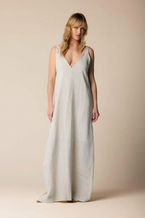 abito lungo con perline sullo scollo jelmina kocca pe 25