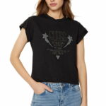 Ss Cn Sleeves Strass Guess t-Shirt Donna W5RI06 PE25.