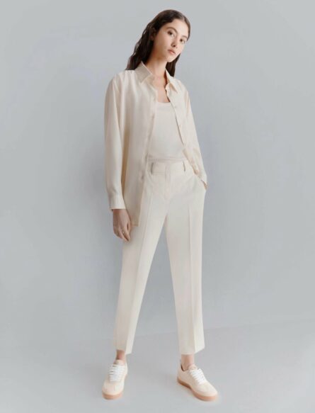 Pantalone slim in viscosa e lino stretch arles marella pe 25