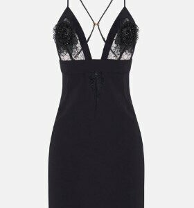 Abito in doppio crêpe leggero pizzo e fiori ab72952e2 Elisebetta Franchi pe25