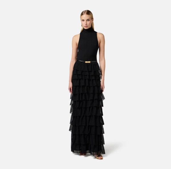 Abito Red Carpet in maglia con balze am45s52e2 Elisebetta Franchi pe25