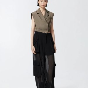 Pantaloni cargo in georgette trasparente Pinko pe 25 art. 104751