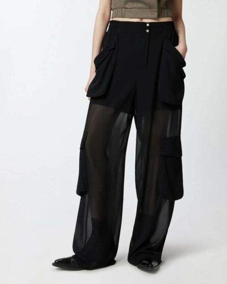 Pantaloni cargo in georgette trasparente Pinko pe 25 art. 104751