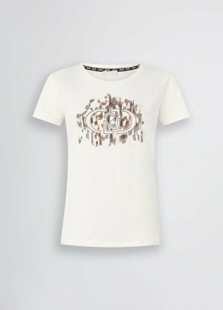 T- shirt con logo e strass liu jo pe 25 art. ta5173