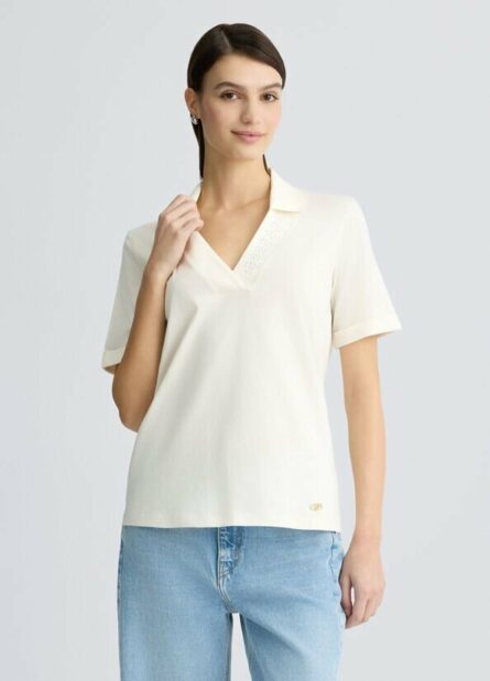 T- shirt in cotone con strass liu jo pe 25 art. ta5187