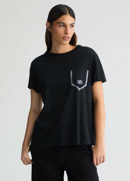 T- shirt con strass liu jo pe 25 art. wa5145