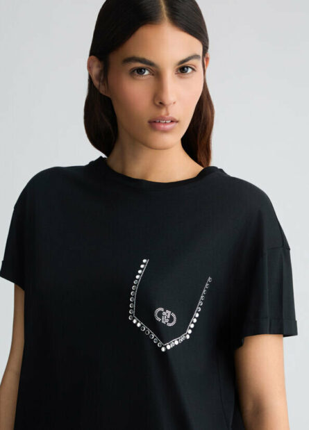 T- shirt con strass liu jo pe 25 art. wa5145