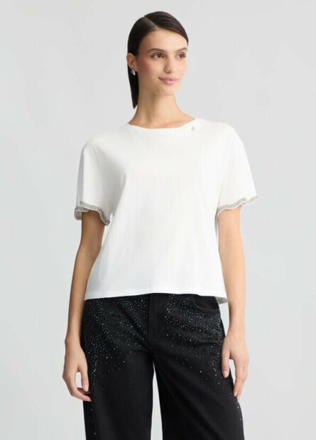 T-shirt in cotone con strass liu jo pe 25 art. wa5182