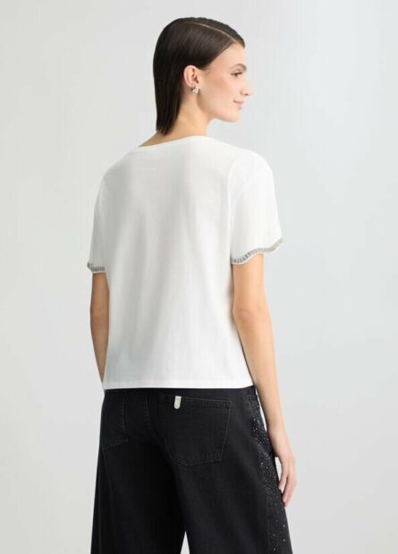 T-shirt in cotone con strass liu jo pe 25 art. wa5182