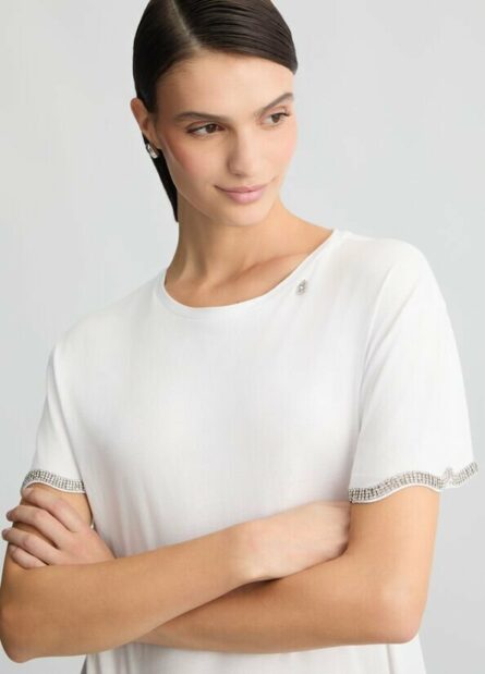 T-shirt in cotone con strass liu jo pe 25 art. wa5182