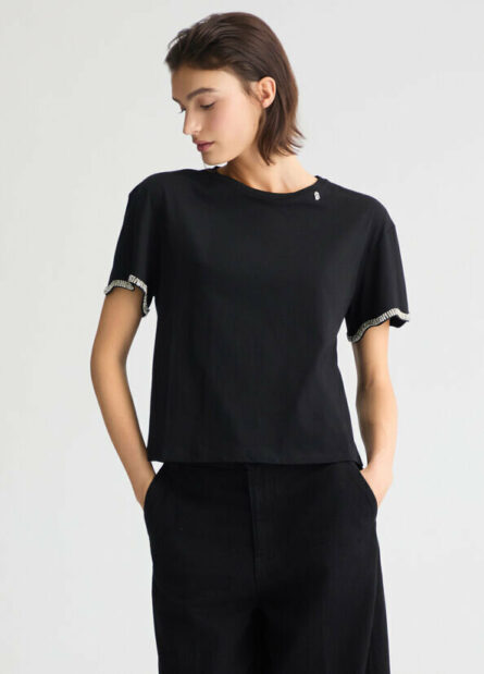 T-shirt in cotone con strass liu jo pe 25 art. wa5182