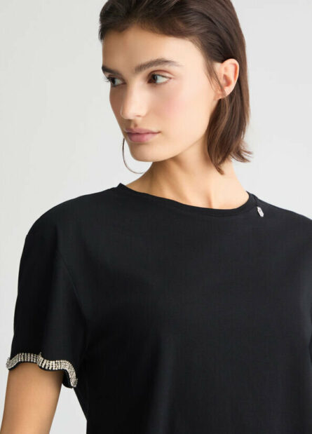 T-shirt in cotone con strass liu jo pe 25 art. wa5182