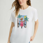 T-shirt con stampa e strass liu jo pe 25 art. wa5260