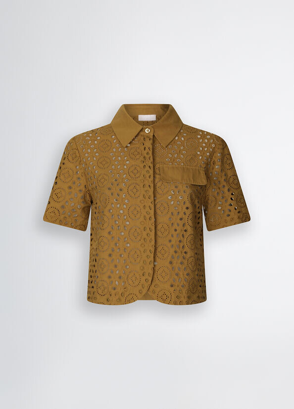 Camicia cropped con ricami liu jo pe 25 art. wa5283