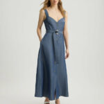 Abito in lino con cintura liu jo pe 25 art. wa5312