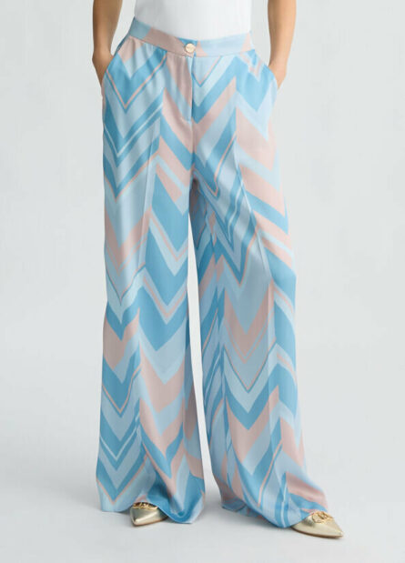 Pantalone a palazzo in twill stampato liu jo pe 25 art. ca5353