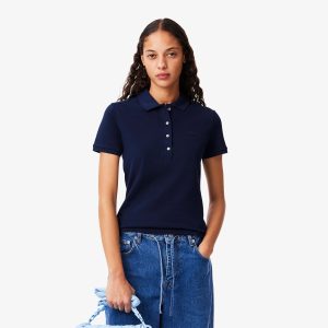 Polo da donna in piqué di cotone stretch Lacoste slim fit pf5462 pe 25