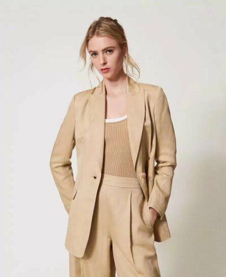 Giacca monopetto in misto lino twin set pe25 art. 251te2140