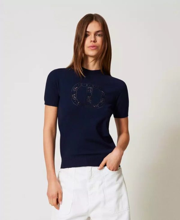 Maglia a lupetto con logo oval t twin set pe25 art. 251tp3430