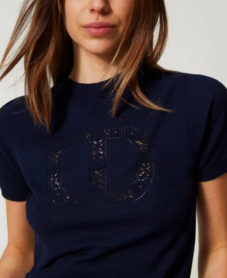 Maglia a lupetto con logo oval t twin set pe25 art. 251tp3430