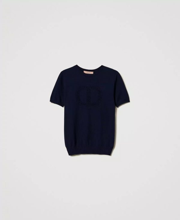 Maglia a lupetto con logo oval t twin set pe25 art. 251tp3430
