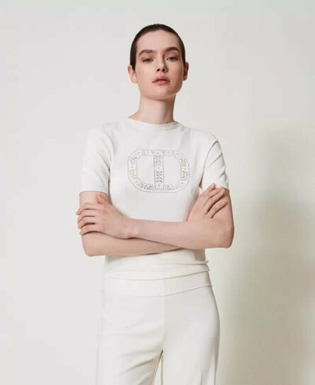 Maglia a lupetto con logo oval t twin set pe25 art. 251tp3430